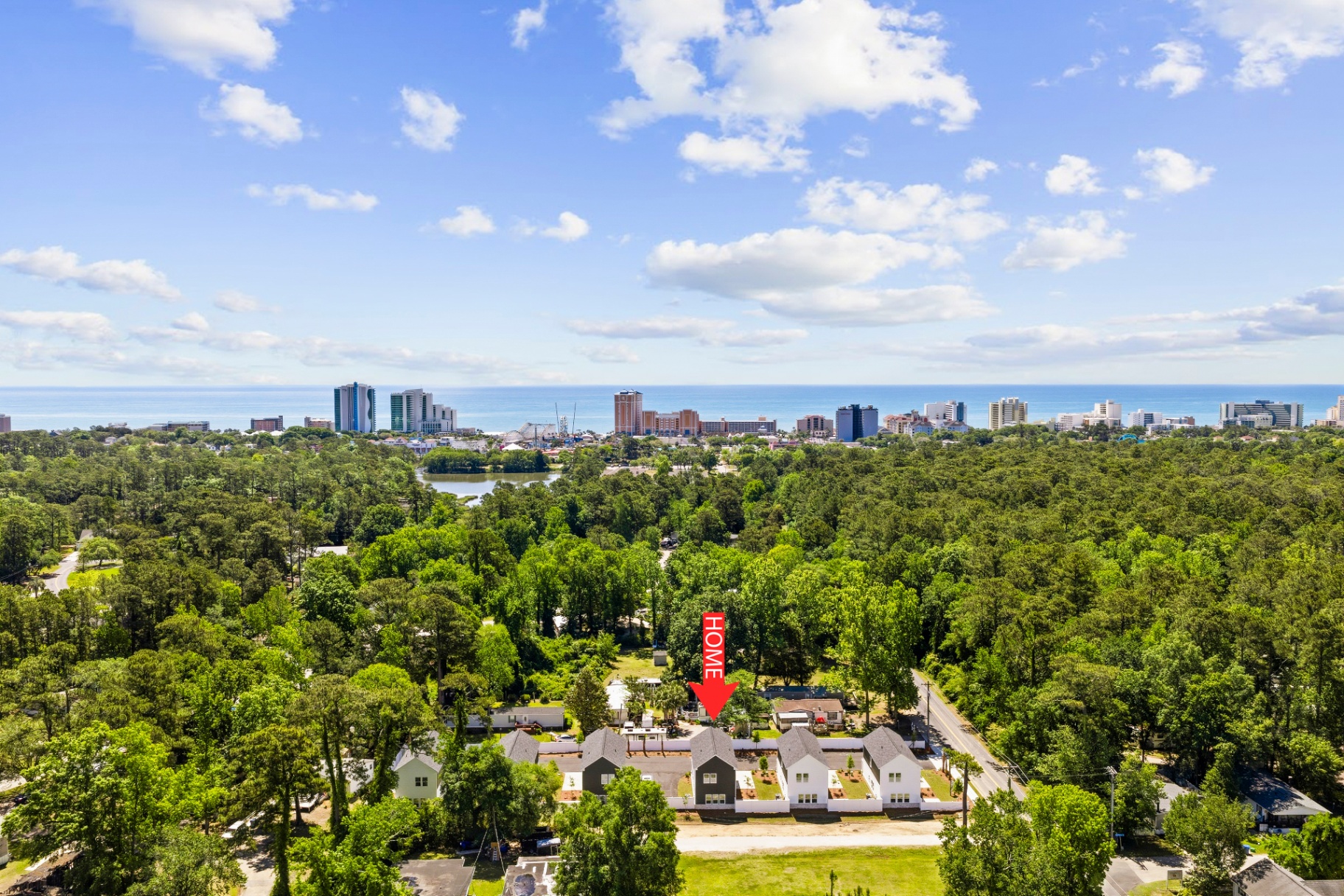 Aerial view of Whispering Tides — six new coastal luxury homes for sale in Myrtle Beach, South Carolina
